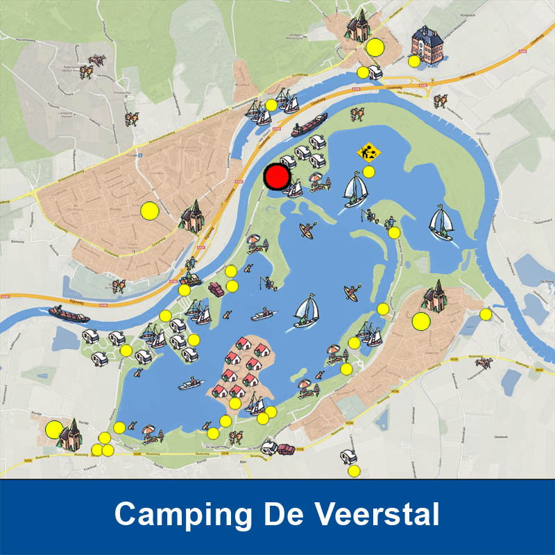Camping De Veerstal is een van de drie campings in het Rhederlaag gebied. KLIK OP FOTO voor de LINK